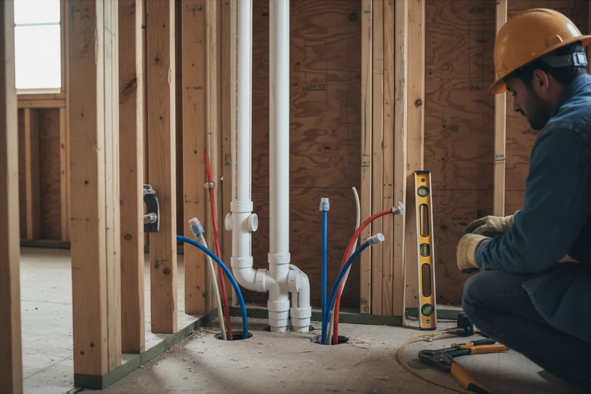 Drain and supply rough-in during Drain Cleaning in Mesquite